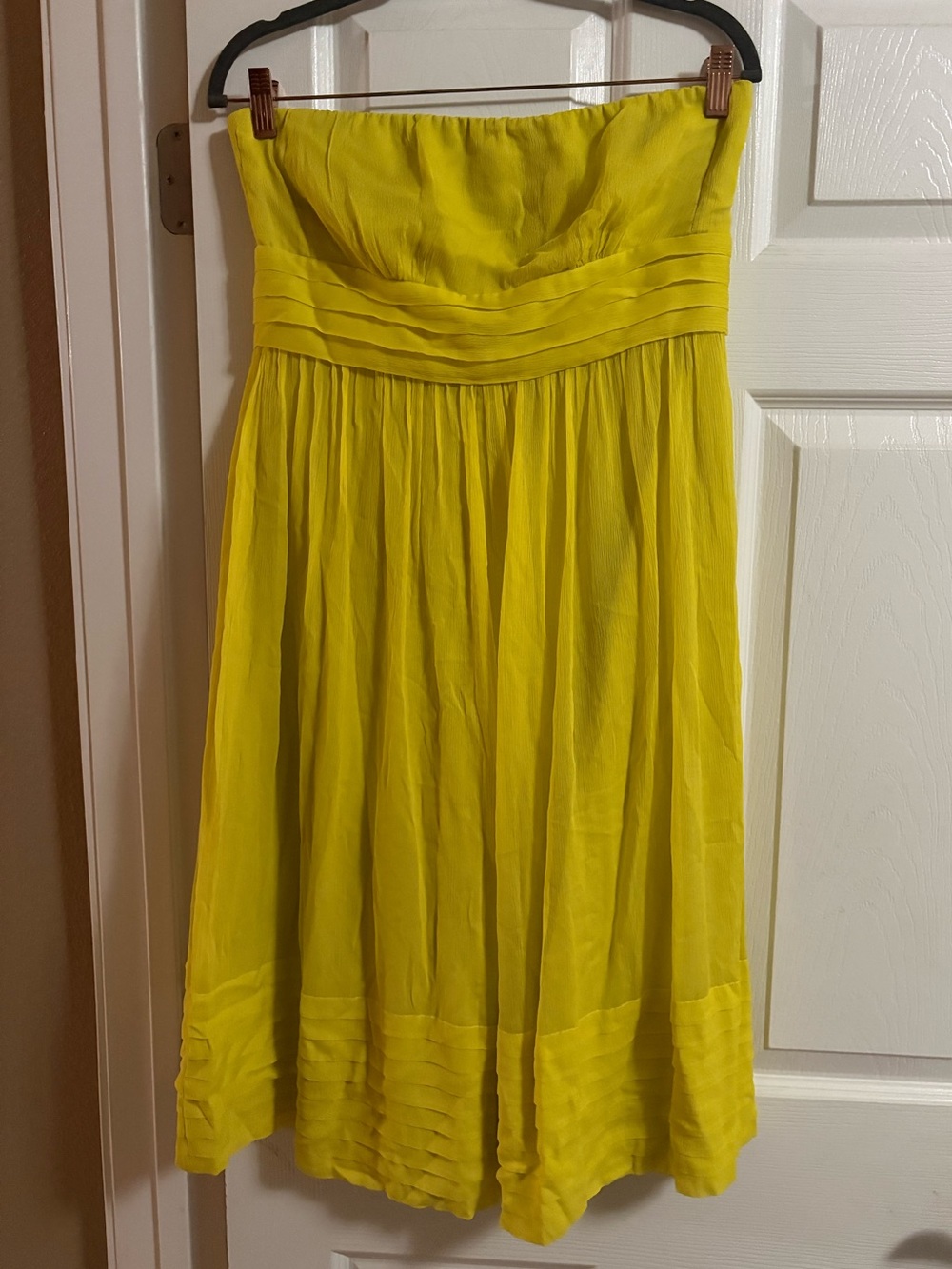 100% Silk J Crew Y2K strapless mini dress yellow quiet luxury evening formal 10